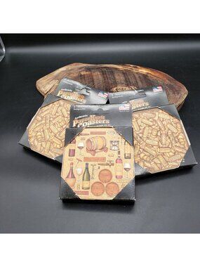 Lot 3 PaperKraft Coasters Wine Cork Design Absorbent Beverage Coasters Made USA